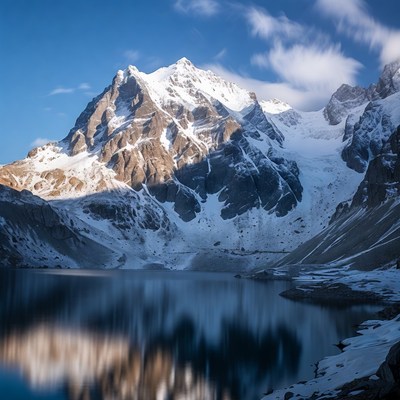 Snowy Mountain Reflecting in Lake