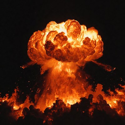 Massive Nuclear Mushroom Cloud Explosion