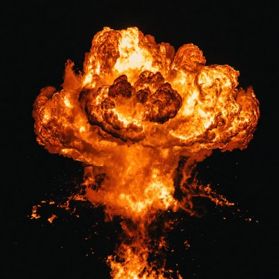 Massive fiery explosion cloud