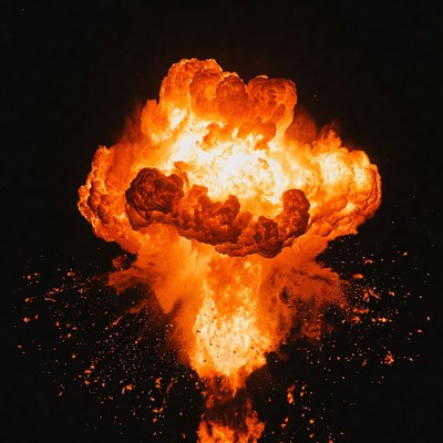 Massive fiery explosion blast