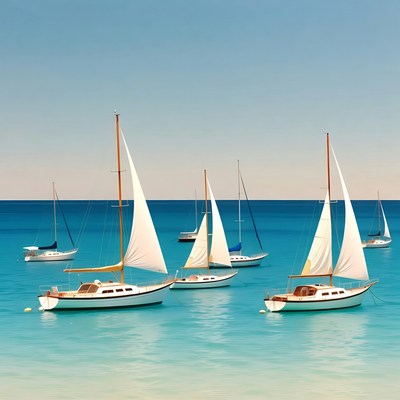Sailboats on turquoise ocean