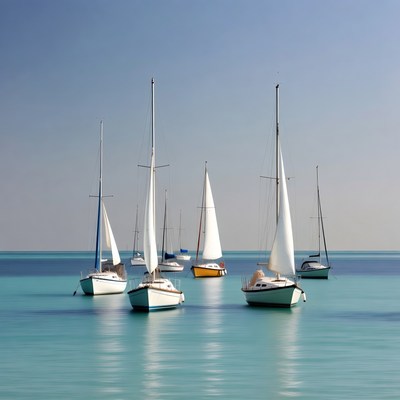 Sailboats on Calm Turquoise Water