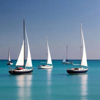Sailboats on turquoise sea
