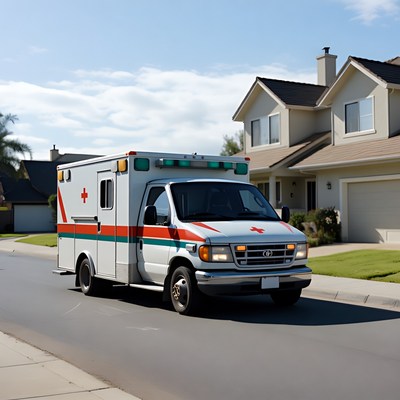 White Ambulance Parked on Suburban Street