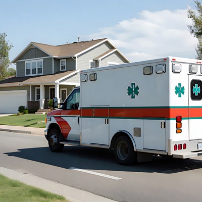Ambulance Parked Near Suburban House