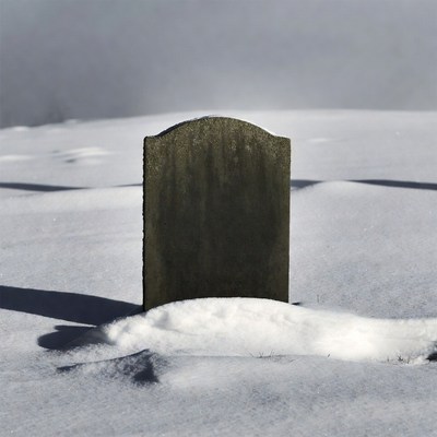 Gravestone in Snowy Field