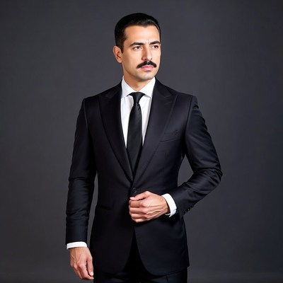 Handsome man in black suit