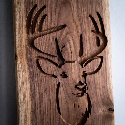 Wooden Deer Head Carving