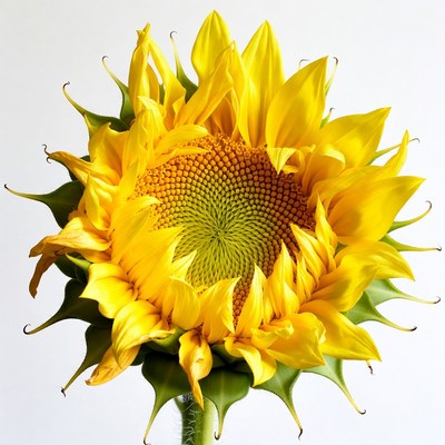 Bright yellow sunflower isolated background