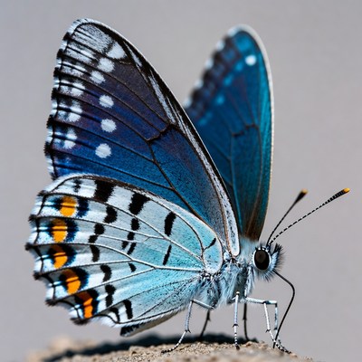 Blue butterfly with orange spots