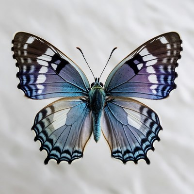 Blue butterfly on white background