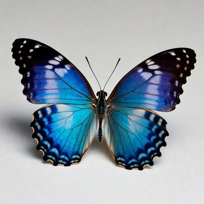 Blue Morpho Butterfly on White Background