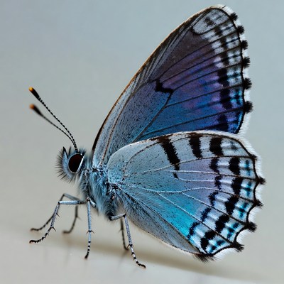 Blue butterfly with striped wings