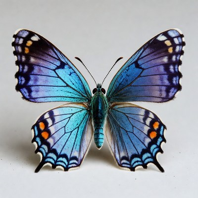 Blue butterfly with orange spots