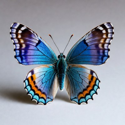 Blue butterfly with orange wing edges