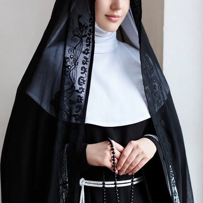 Nun holding rosary beads
