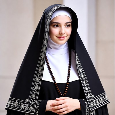 Nun in black habit smiling