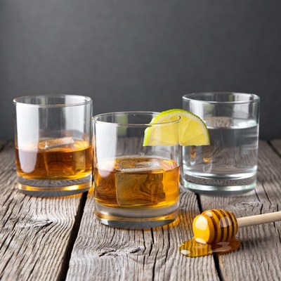 Whiskey Glasses with Honey Stirrer