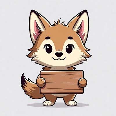 Cute fox holding blank sign