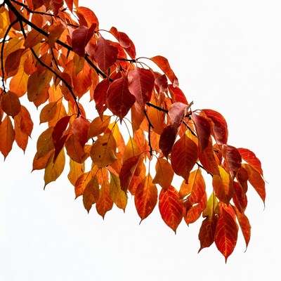 Autumn red leaves branch