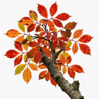 Autumn maple branch with red leaves