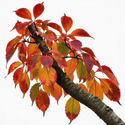 Autumn red maple leaves branch