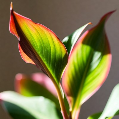 Vibrant Red Green Prayer Plant Leaves
