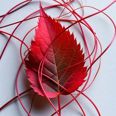 Red Maple Leaf with Red Threads