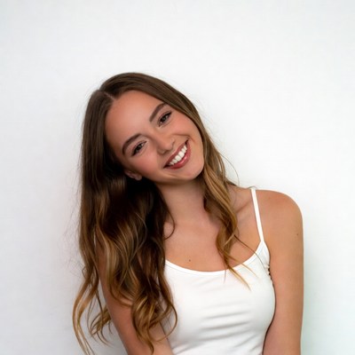 Smiling young woman with brown hair