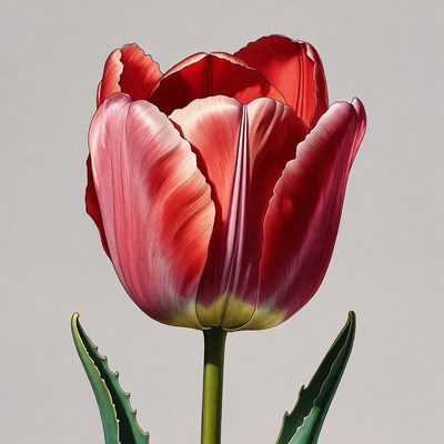 Red Tulip Flower on Stem