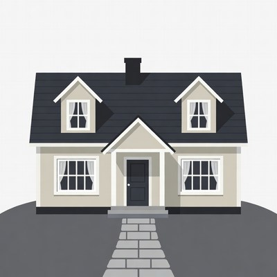 Simple beige house illustration