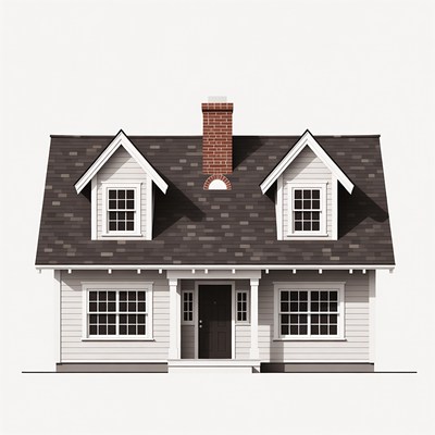 White Gabled House Illustration