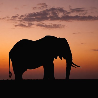 Elephant silhouette at sunset