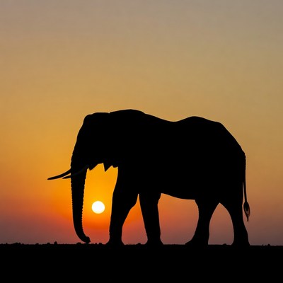 Elephant Silhouette at Sunset