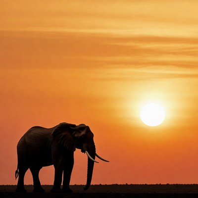 Elephant silhouette at sunset