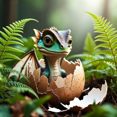 Baby Dragon Hatching from Egg