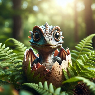 Baby Dragon Hatching from Egg