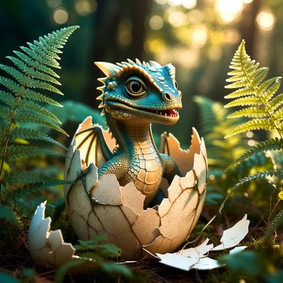 Baby Dragon Hatching from Egg