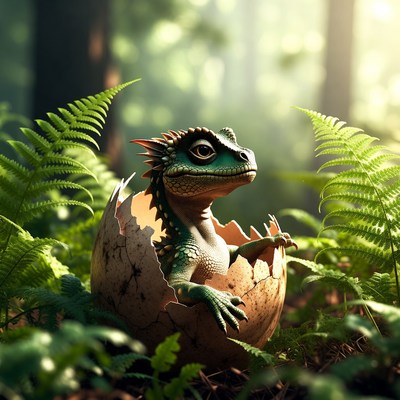 Baby Dragon Hatching from Egg