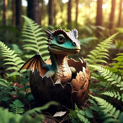 Baby Dragon Hatching in Forest