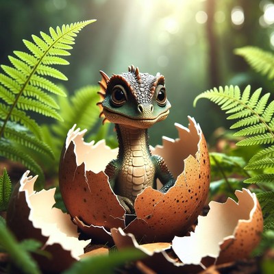 Baby Dragon Hatching from Egg