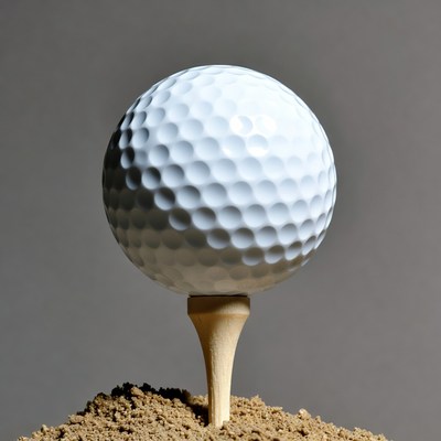 Golf Ball on Tee in Sand