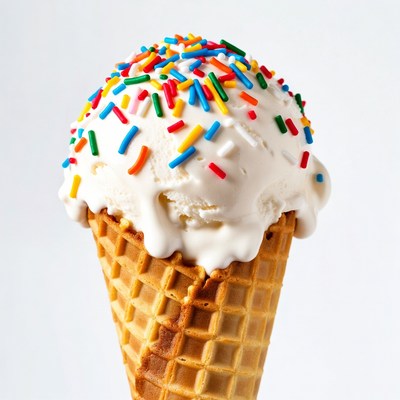 Vanilla Ice Cream Cone with Sprinkles