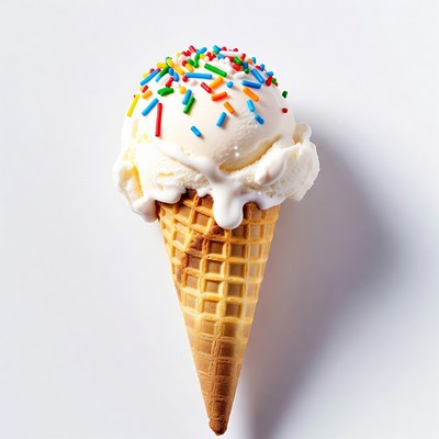 Vanilla Ice Cream Cone with Sprinkles