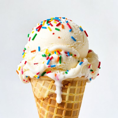 Vanilla Ice Cream Cone with Sprinkles