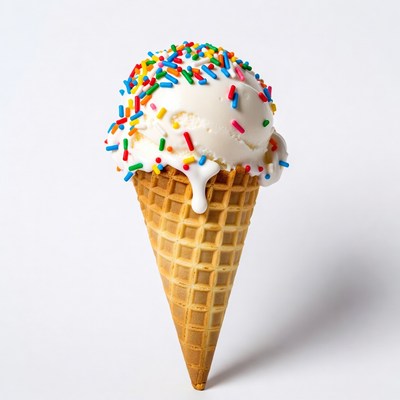 Vanilla Ice Cream Cone with Sprinkles