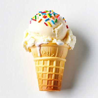 Vanilla Ice Cream Cone with Sprinkles