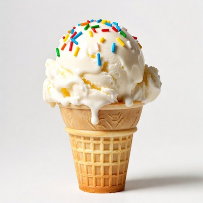 Vanilla Ice Cream Cone with Sprinkles