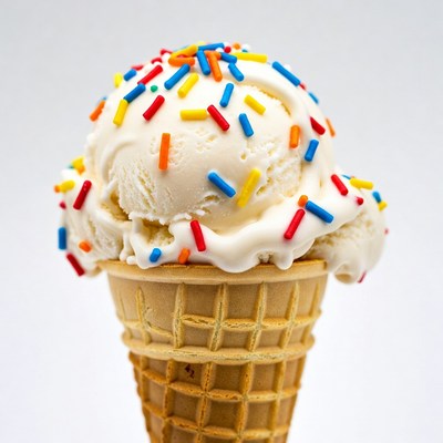 Vanilla Ice Cream Cone with Sprinkles