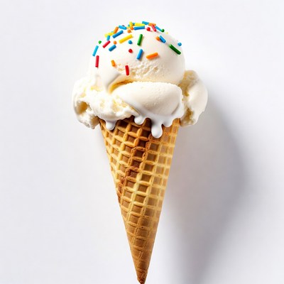Vanilla Ice Cream Cone with Sprinkles